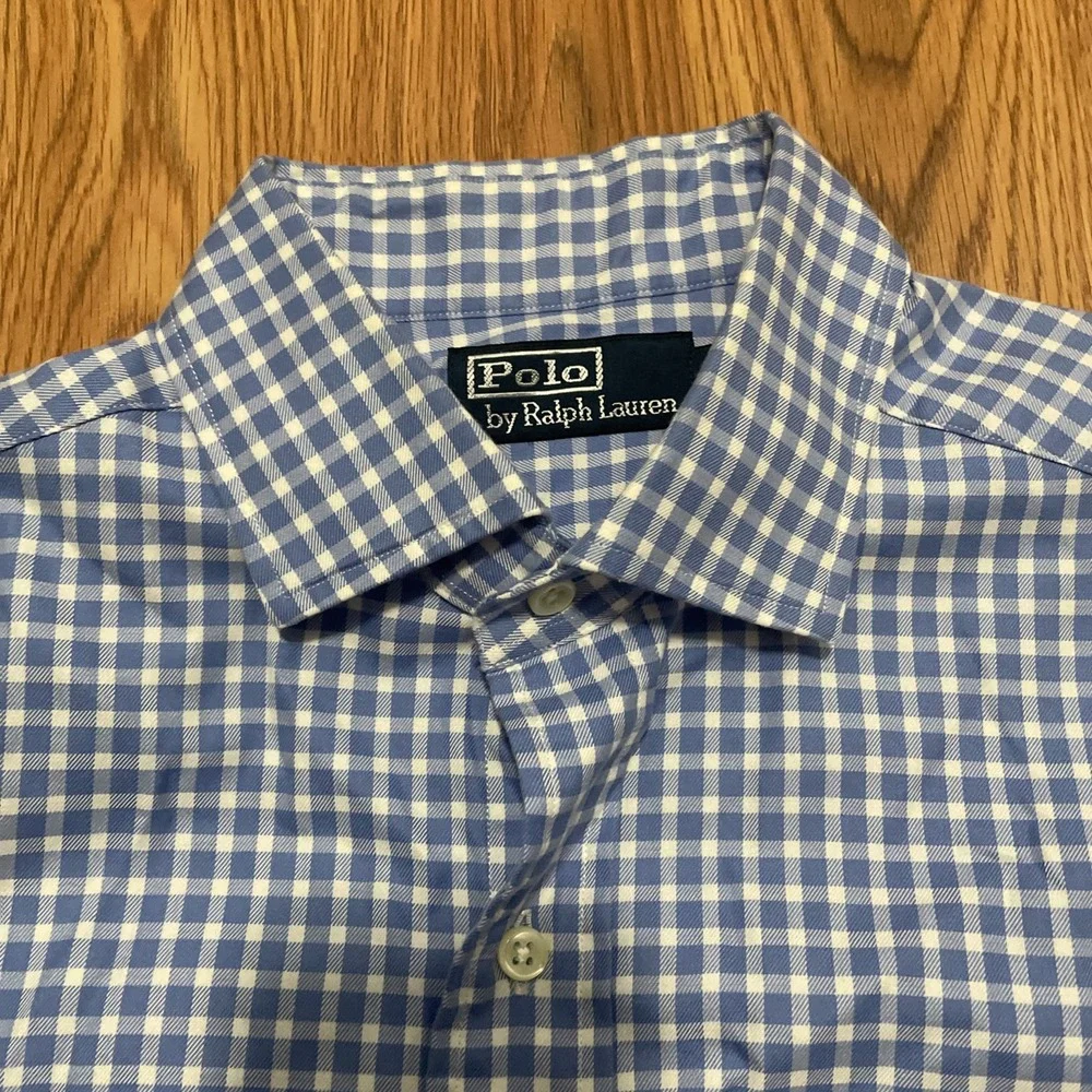 Polo Ralph Lauren Shirt Mens Medium Classic Fit Gingham Check Preppy